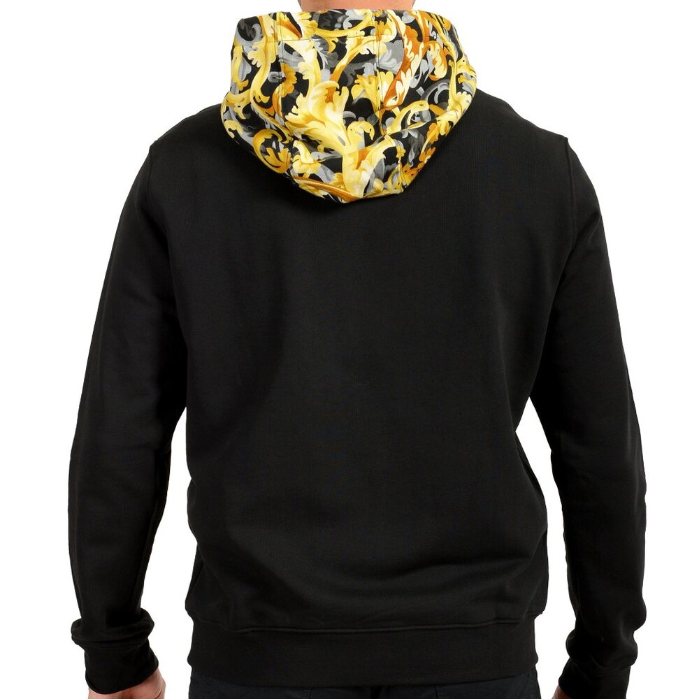 Versace Men's Black Logo Barocco Print Hooded Sweatshirt Hoodie - Picture 3 of 6